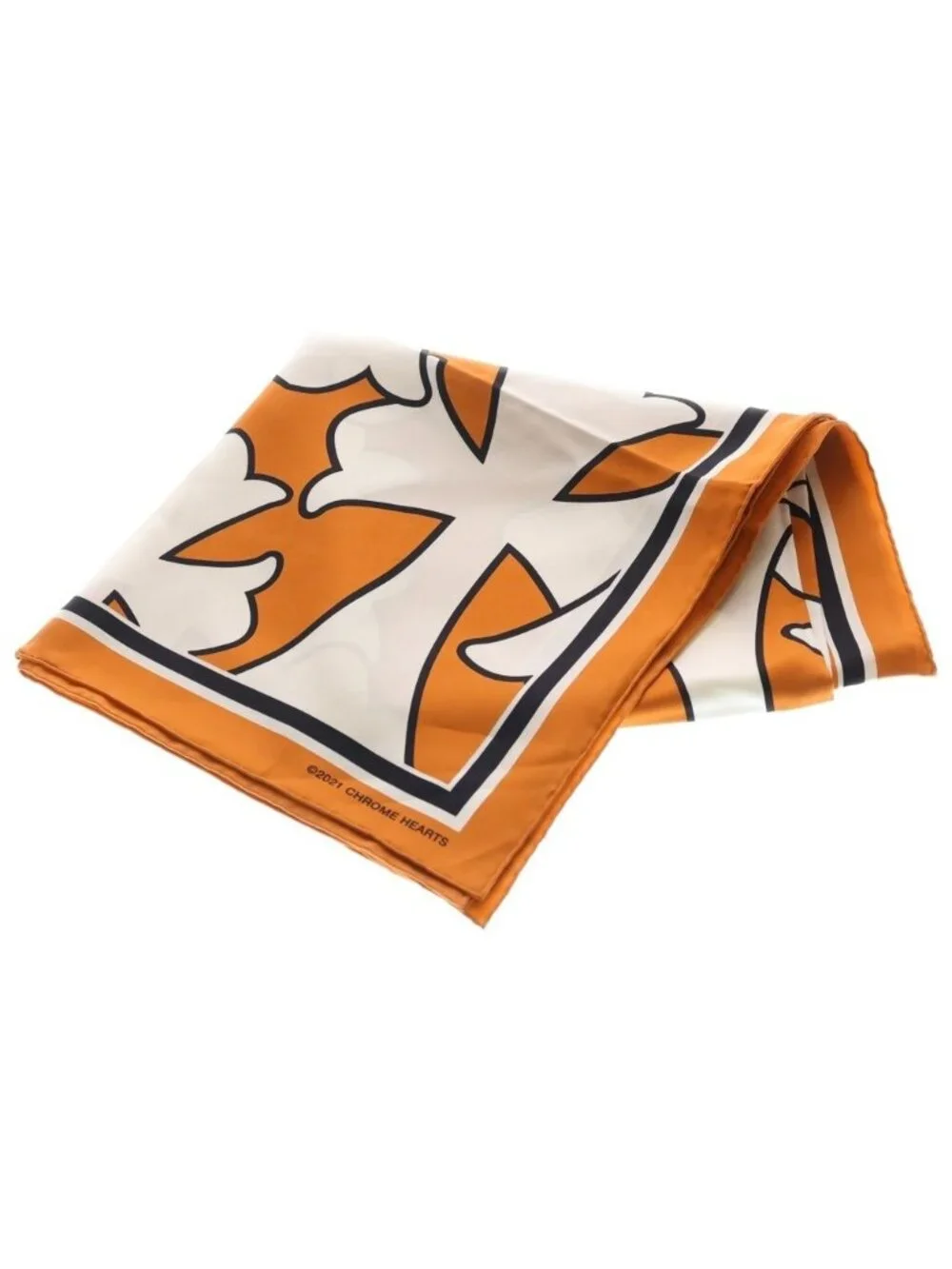 Chrome Hearts CH Scarf Cemetery Print Silk Orange